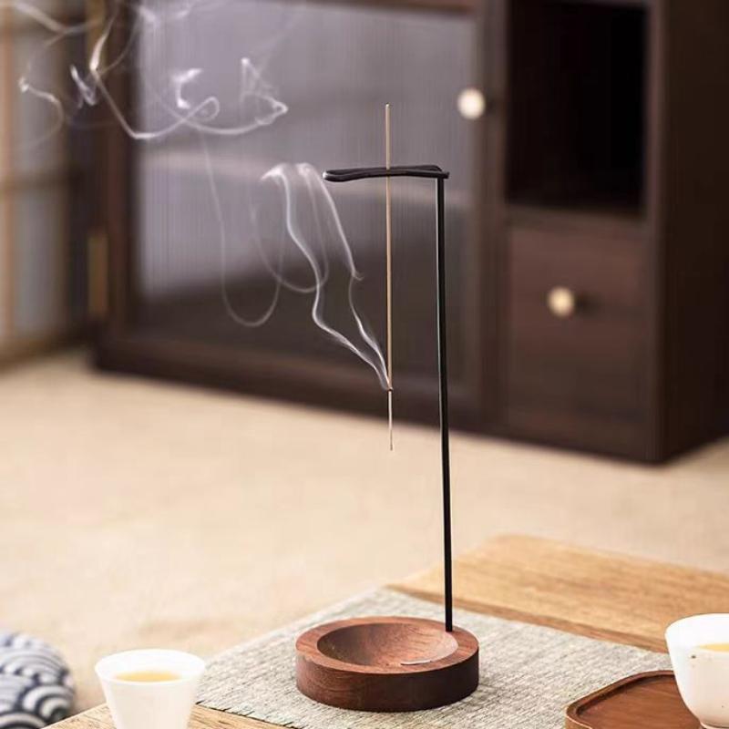 Zen-Style Wooden Upside Down Incense Burner - Unique Smoke-Flow Design Handcrafted Home Decor for Bedroom/Yoga Meditation & Gift