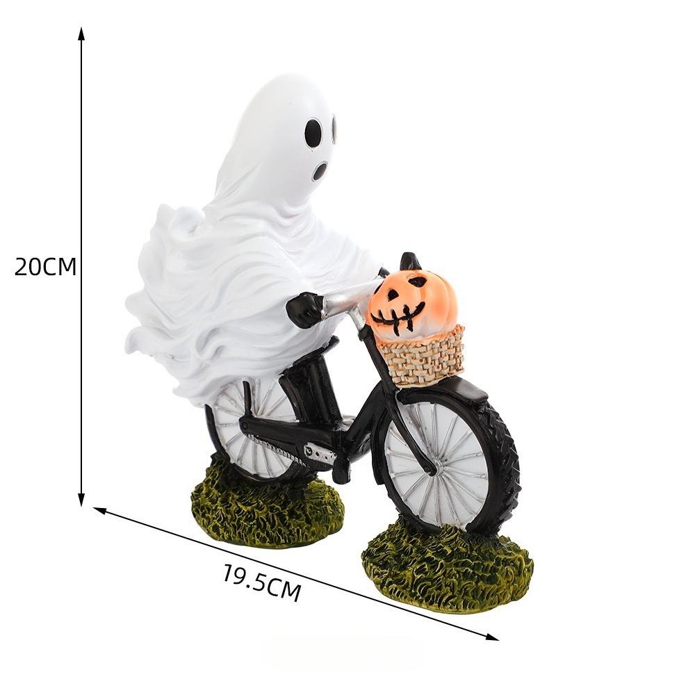 New Model "Ghost" Bicycle Figurine for Holiday and Party Decoration Resin Handicraft Item, Cute Smiling Design - Indoor/Outdoor