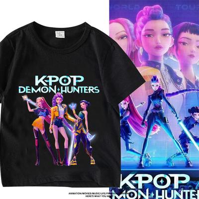 HUNTRX Cloth K-pop Demon Hunters T Shirt K Pop Sleeve Rumi Mira Zoye Kpop Warriors T-shirt Huntrix Kpop Tshirt Kids Clothing