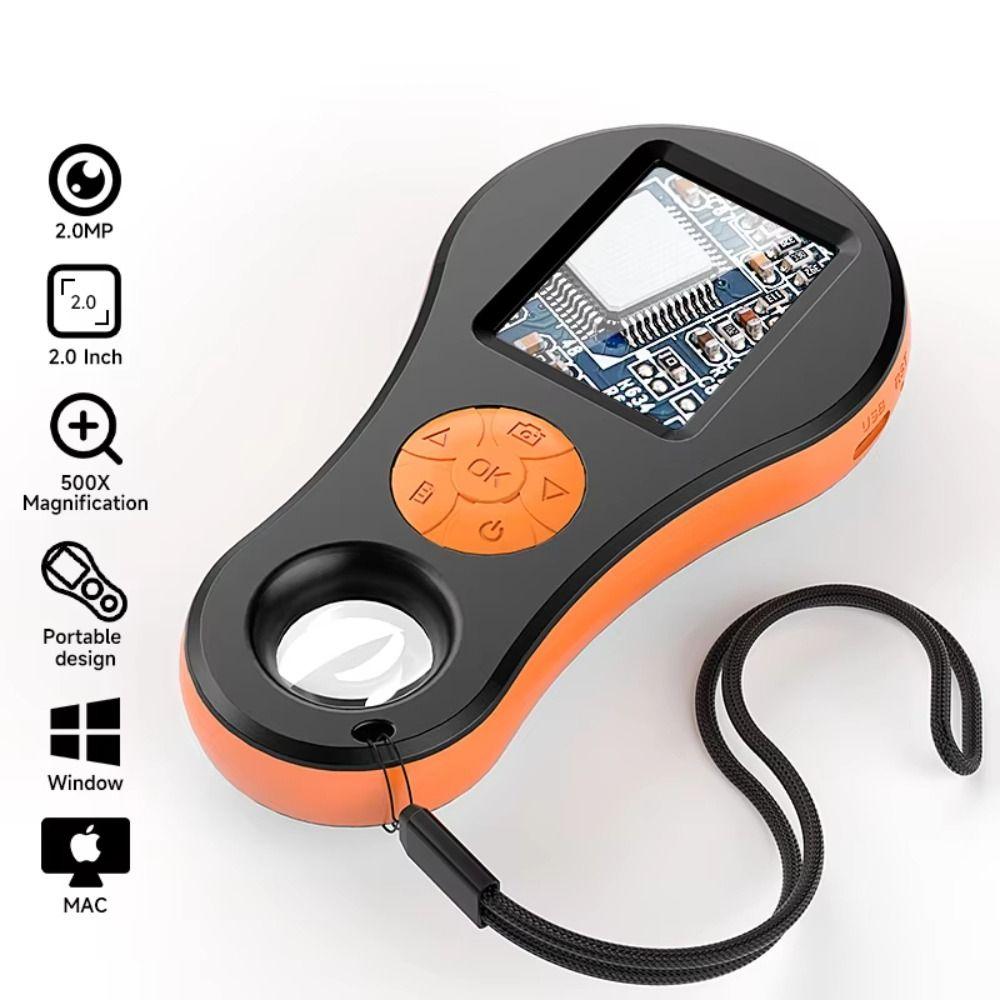 With 2 Inch Screen Magnifying Glass 500x Zoom Handheld Magnifying Glass  Birthday Gift