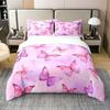 Bettbezug Lila Traum Schmetterling Rose Bettwäsche Digitaldruck Dreiteiliges Set Für Schlafzimmer