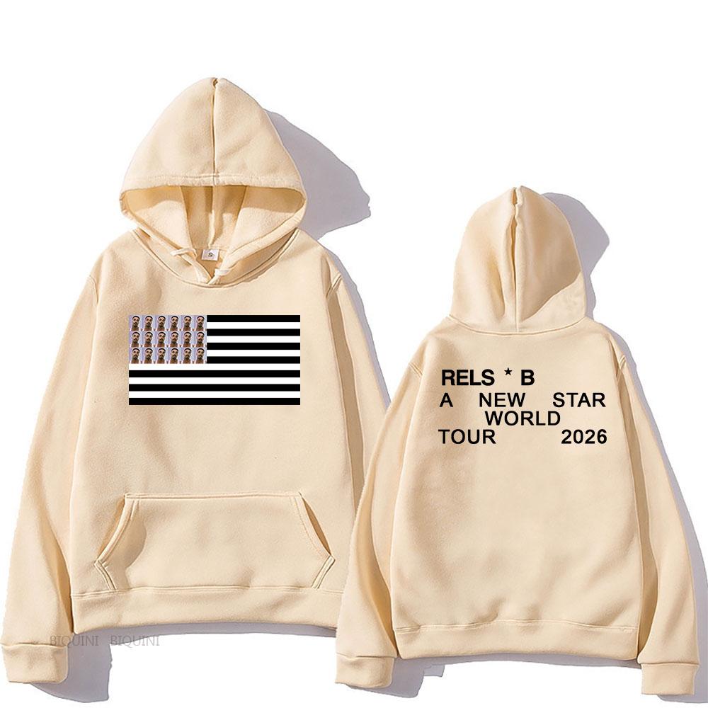 A NEW STAR WORLD TOUR 2026 Hoodies Singer RELS B Printing Sweatshirts Long Sleeve Winter Fleece Pullover Unisex Streetwear