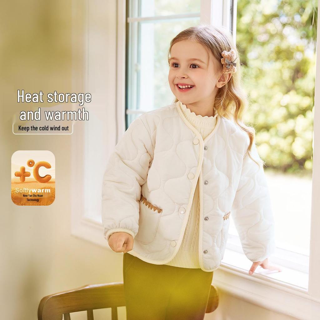 Antibacterial Jellybaby Children's Cotton Padded Jacket - Girls' Sweet and Warm Cardigan Top