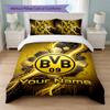Borussia Dortmund Custom Name Text Bedding Set 1 Duvet Cover+2 Pillowcases Soccer Logo Personalized Gift For Special Occasion Bedroom Decor