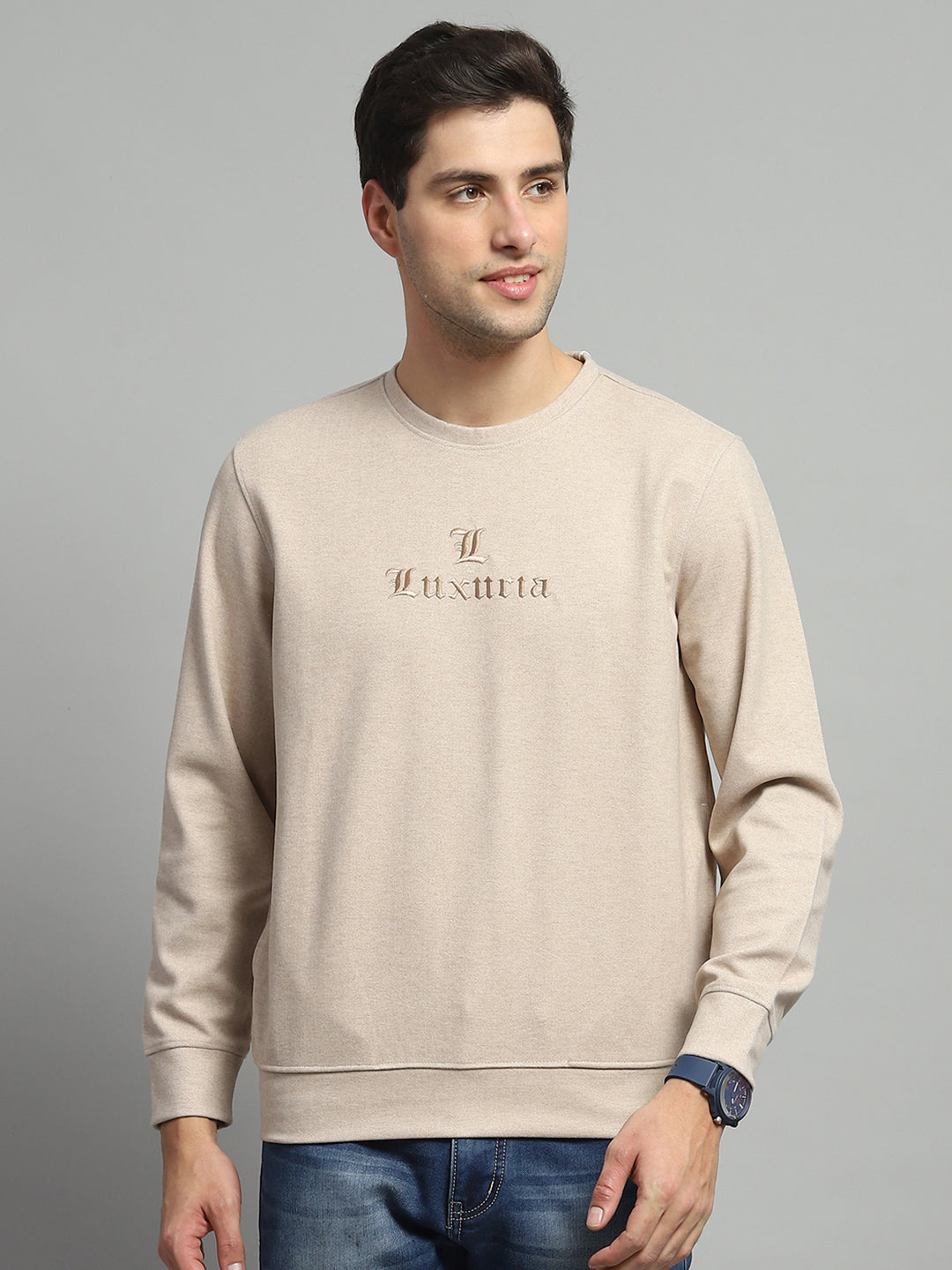 Monte Carlo Men Regular Fit Beige Sweatshirt XL