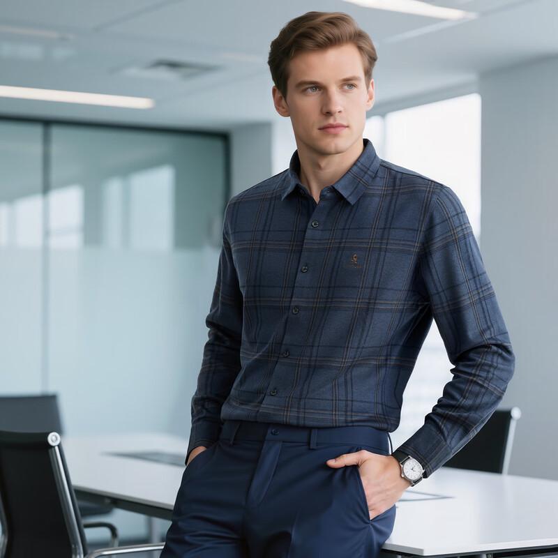 MONTAGUT Men s Cashmere Silk Blend Long Sleeve Shirt 52