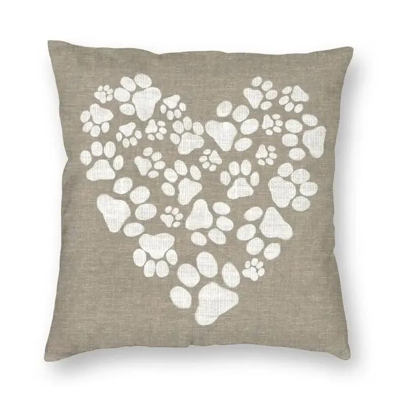 Liebe Hunde Pfoten und Knochen Muster Druck Quadratischer Kissenbezug Dekoration Haustier Fußabdruck Geschenk Kissenbezug Wurfkissen für Sofa Auto
