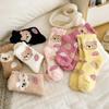 Fashion Coral Fleece Women Socks Warm Home Floor Socks Cartoon Strawberry Bear Socks Plush Mid Tube Sleep Socks