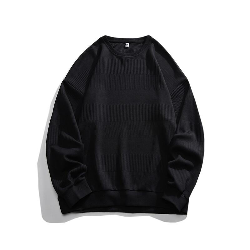 Spring New Style Hong Kong Style Personalized Jacquard Sweatshirt Men's Top T-shirt Jacket Men's Loose Pullover Inner Sweatshirt