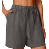 Women's Summer Casual Shorts Drawstring Solid Color Cotton Linen Short Pants Female Loose Straight Jogging… More