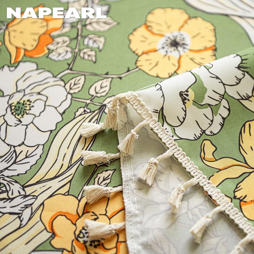 1PC NAPEARL French Retro Floral Printed Curtains Pastoral Style Tassel Edge Semi Blackout Curtains for Bedroom Living Room Window Home Decor