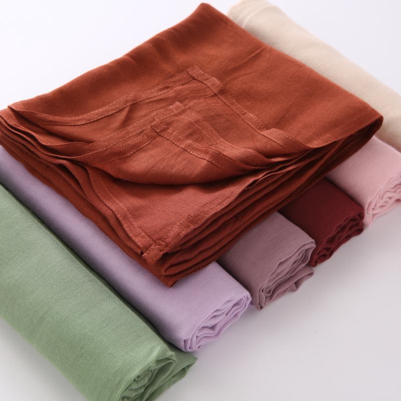 32Colors Modal Polyester Hijab Scarf Two Line Stitching Muslim Long Scarves Light Weight Soft Turban Shawl Solid Scarves