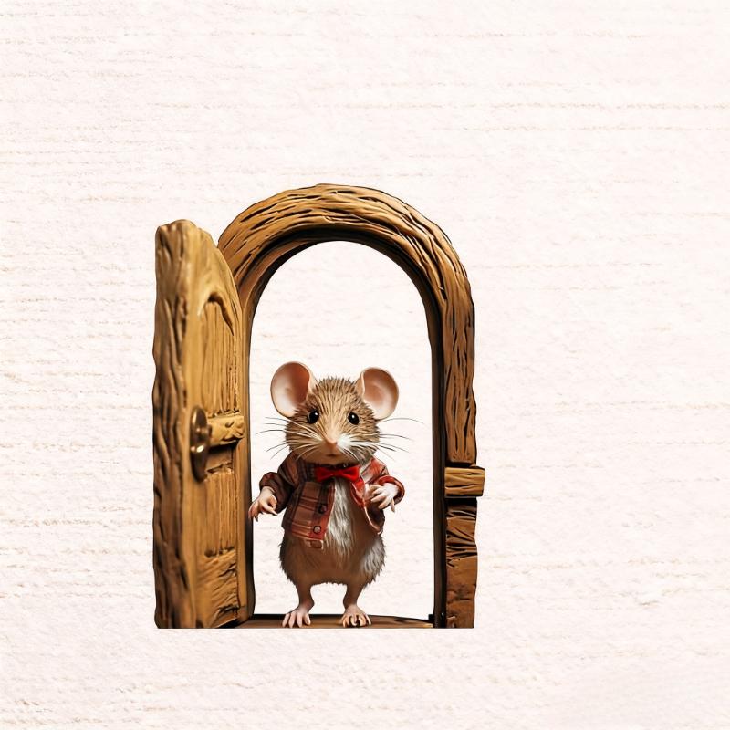 1/2pz Adesivi Murali Decalcomanie Porta Tana di Topo Carina Decorazione per Casa Stanza Adesivi Autoadesivi per Casa Camera da Letto Asilo Decorazione Murale