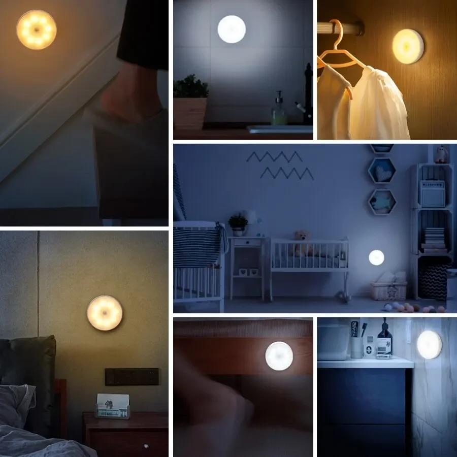 2 Color Temps Motion Sensor Puck Light with Remote,Wireless Dimmable Under Cabinet Lights, Rechargeable Magnetic Closet Light,Stick On Night Light