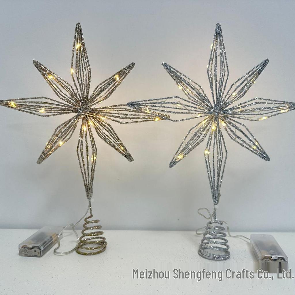 LED Wrought Iron Christmas Tree Topper Star Decoration
