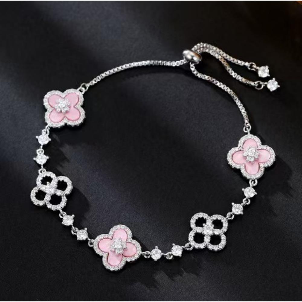 New Four-leaf Clover Bracelet Sparkling Lucky Clover Pull-out Bracelet Niche Luxury Jewelry for Women