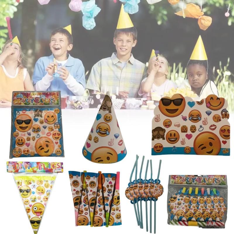 Emoji Geschirr Party Set Einwegteller Becher Servietten Tischdecke Feiertag
