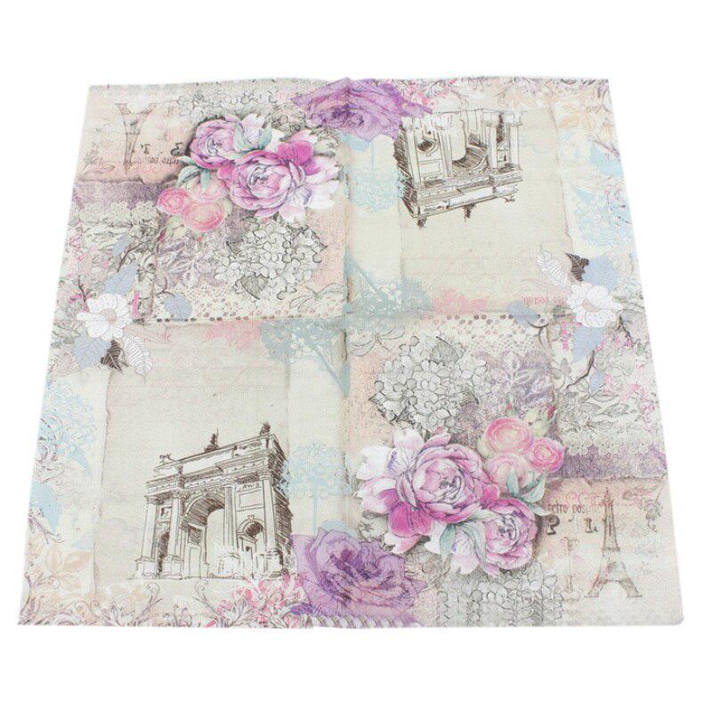 Eiffel Tower Paper Napkins Rose Festive Party Tissue Floral Decoration Guardanapo 33cm*33cm 20pcs/pack/lot