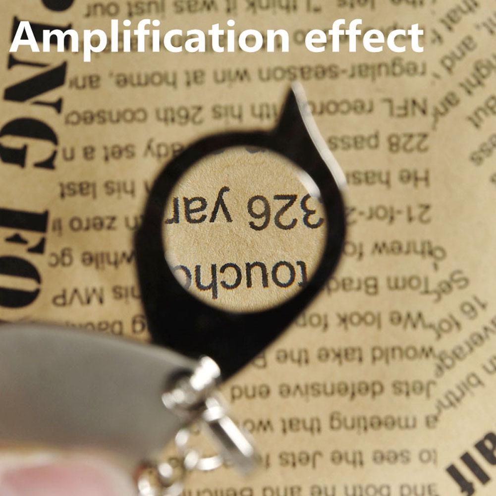 High Quality 8X Folding Key Ring Glass Magnifier with Key Chain Waterproof Daily Magnifying Pocket Tool