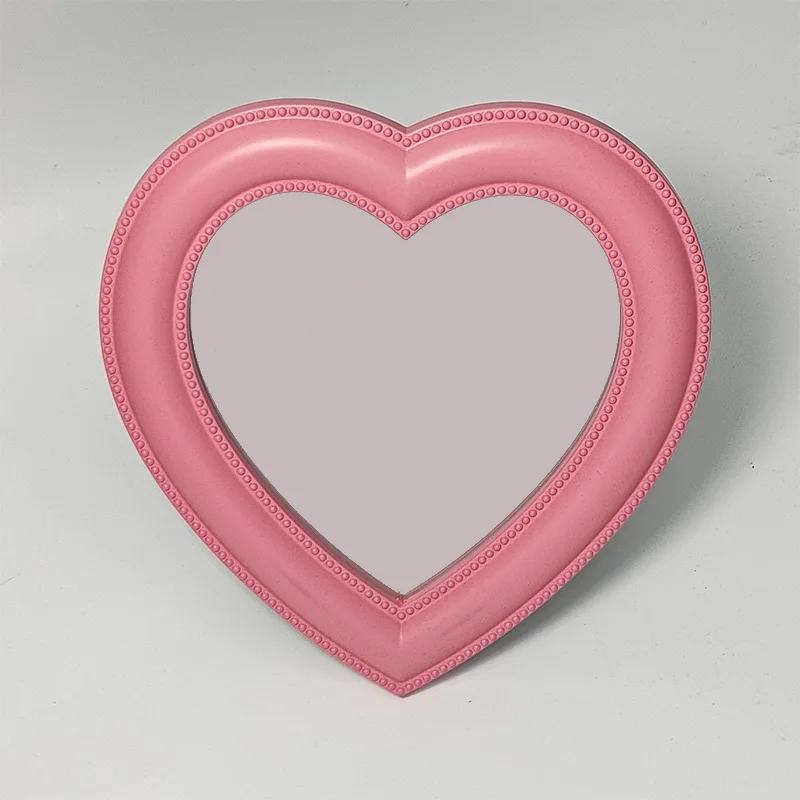 Practical Heart Shaped Desktop Makeup Mirror Dual Use Wall Mounted Vanity Mirror with Adorable Heart Shaped Prop for Selfies New