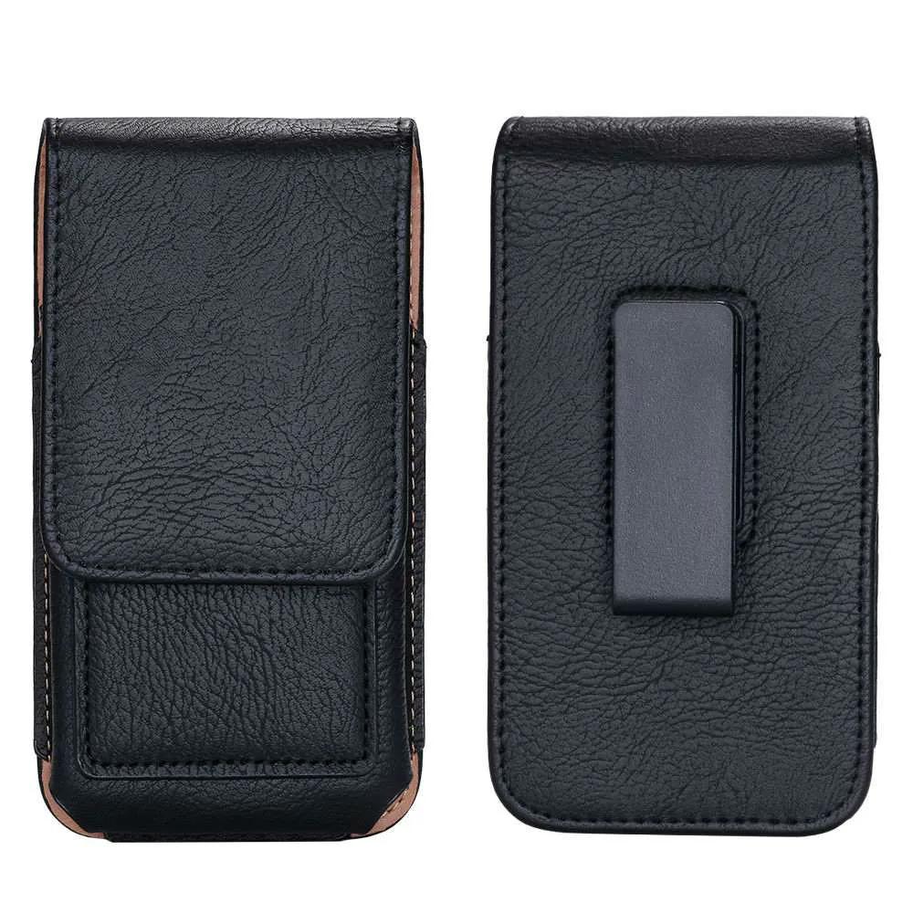 Uniwersalna Skórzana Saszetka/Etui 6.3/5.5/4.7 cala na Pasek do iphone 16 Pro Max 15 Plus 14 13 12 11 Pokrowiec z Klipsem