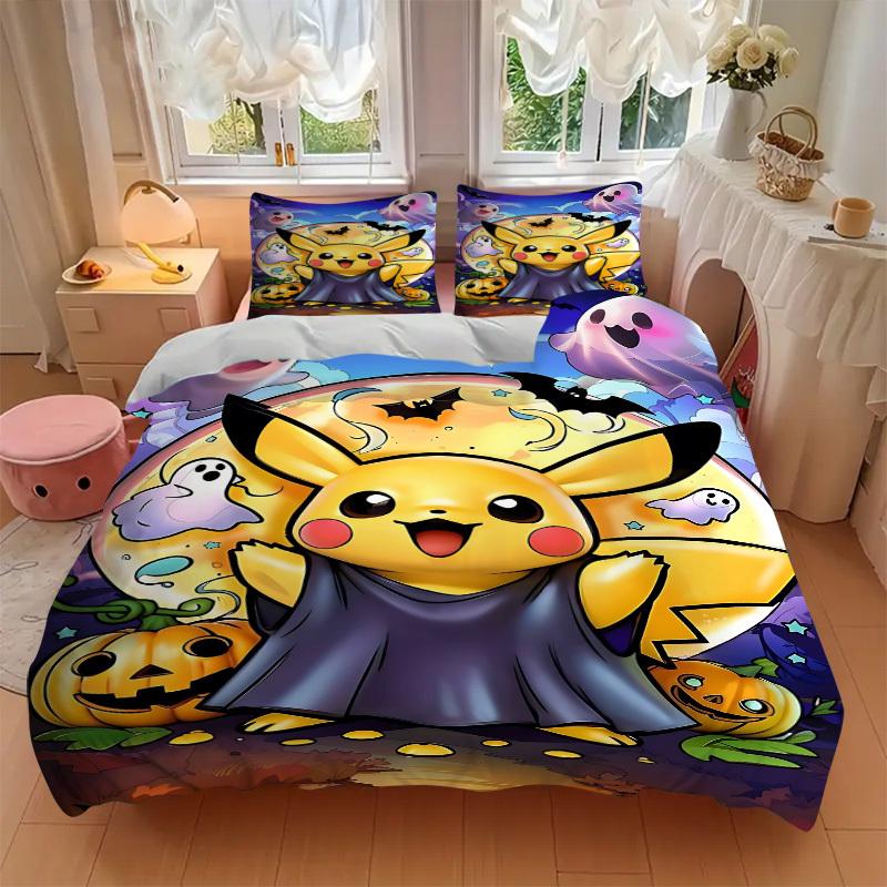 3pcs Pikachu Duvet Cover Set, Includes 1 Duvet Cover and 1/2 Pillowcases (No Insert) Yy251104232