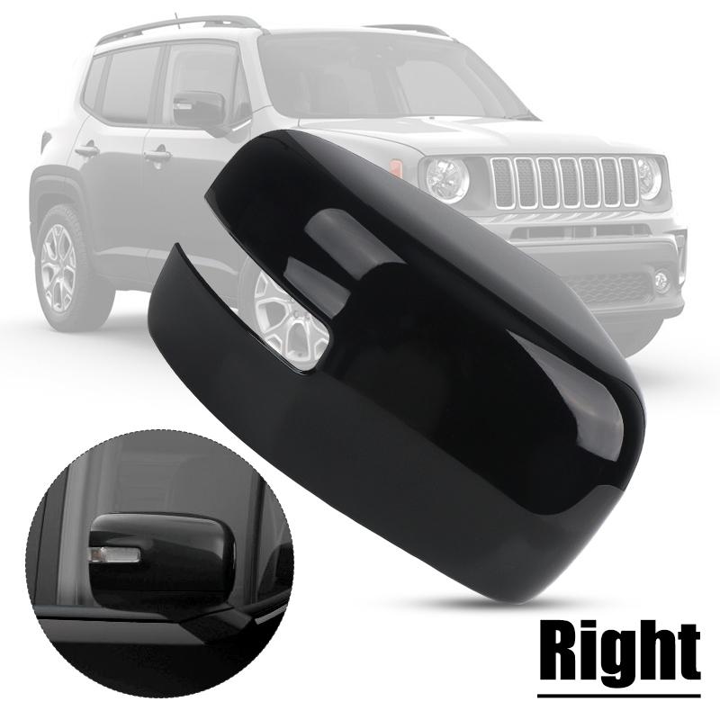 Door Wing Side Mirror Cover For Jeep Renegade 2015- Gloss Black Rear View Mirror Housing With Turn Signal Light Style