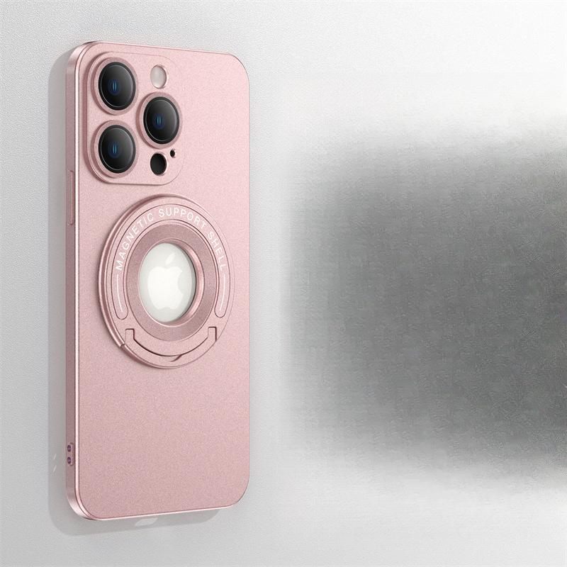 

Подходит для IPHONE16 Чехол для мобильного телефона с магнитной присоской и выдвижной подставкой Матовый Apple 15pro Креативный невидимый кронштейн 14 Защитный чехол iPhone16proMax розовый