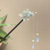Retro Chinese Hair Jewelry White Flower Step Shake Green Leaf Butterfly Designs Wooden Hair Sticks Forks Women Hair Bun Maker