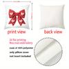 1 Pieces Red Bow With Heart Pattern White Throw Pillow Polyester Pillowcase, Sofa Decorative Cushion Cov Headboard Pillow