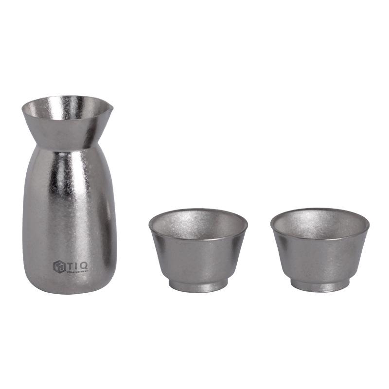 150ml Pure Titanium Wine Separator /40ml Pure Titanium Wine MUG Set,High Temperature Crystallization Hip Flask,Liquor Bottle