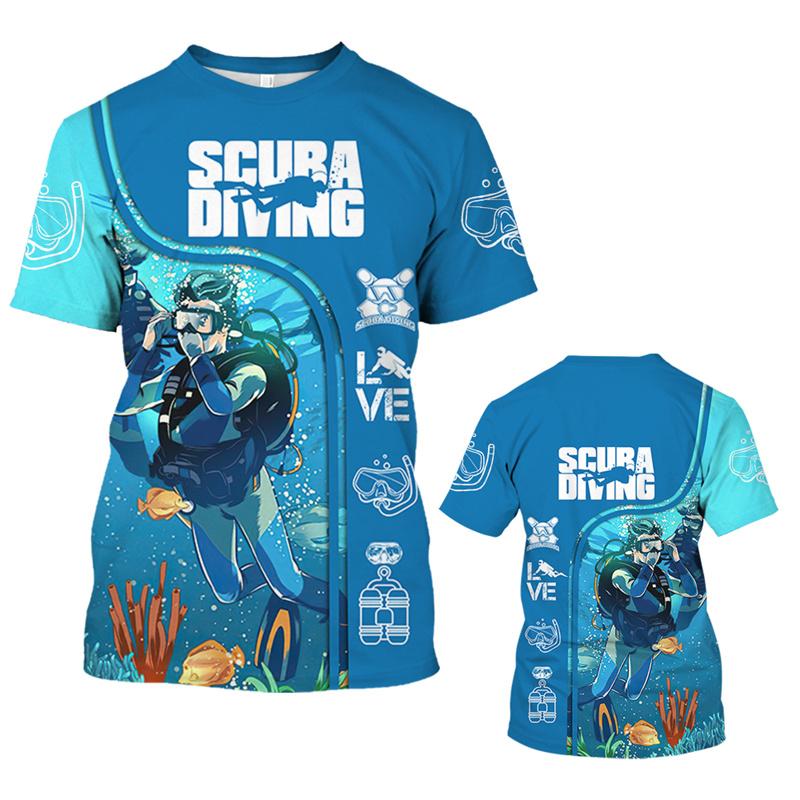 3D podvodní potápění s potiskem trička SCUBA DRIVING Grafická trička Pro muže Dětská móda Sportovní Posilovna Krátké rukávy Harajuku Topy