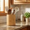 Wooden Kitchen Utensil Holder Farmhouse Style 360° Rotating Cutlery Storage Rack Large Capacity Chopstick Cage Kitchen Counter