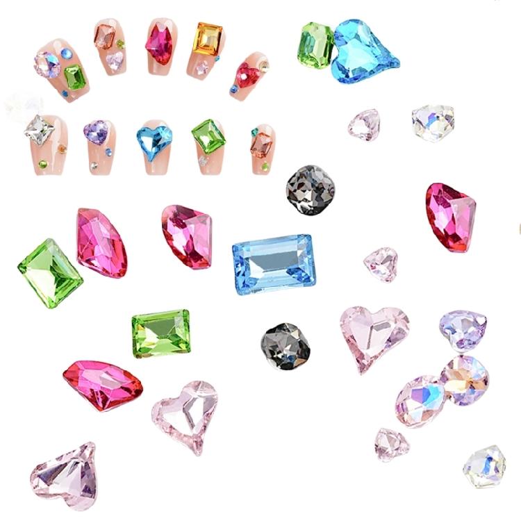 

50/100 Pcs Sparkling Nail Rhinestones Nails Art Charms Mix Shape Nail Gems Charm Nails Art Decorations 1