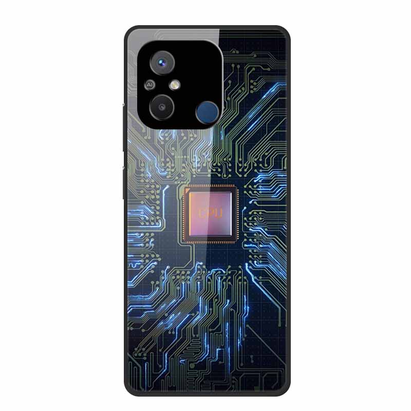 Gehärtetes Glas Case für Redmi 12C Rückabdeckung Hartschalen Case für Xiaomi Redmi 12C 4G Handyhülle Redmi12C Fundas 22120RN86G Cooler Stoßfänger