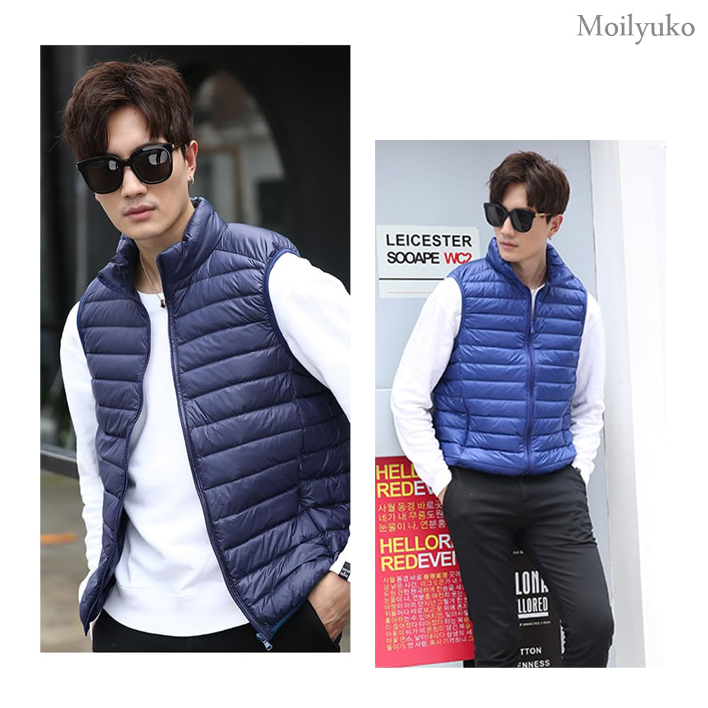 Moilyuko Puf Ultralight Ușor și Cald pentru Toamnă și Include Depozitare Mo54 Vestă pentru Bărbați, Iarnă, Husă, (2XL, Roșu)