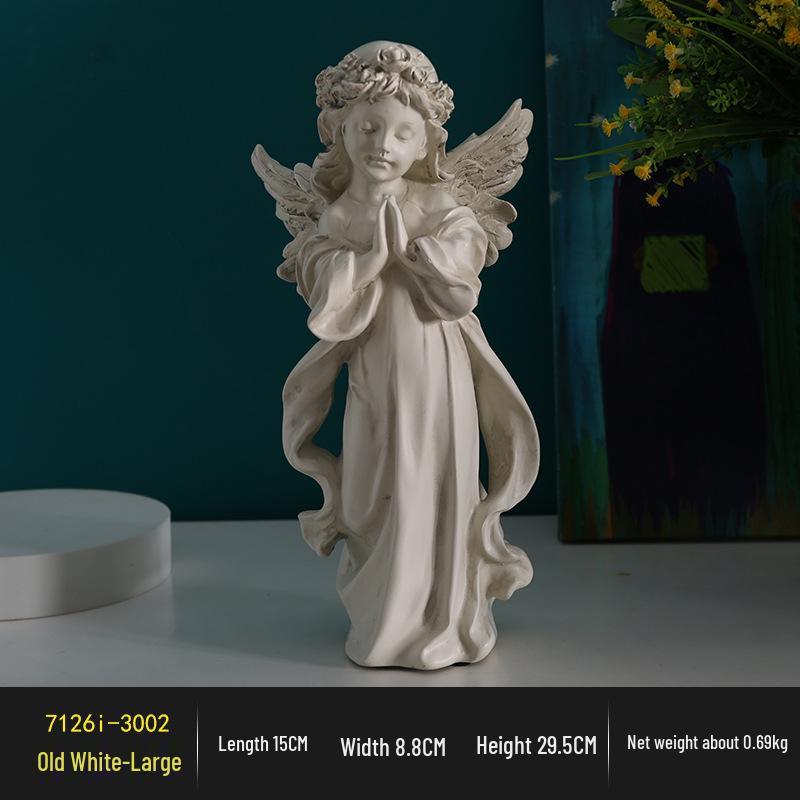 Nordic Praying Angel Resin Figurine - Cute Angel Girl Desktop and Foyer Decor