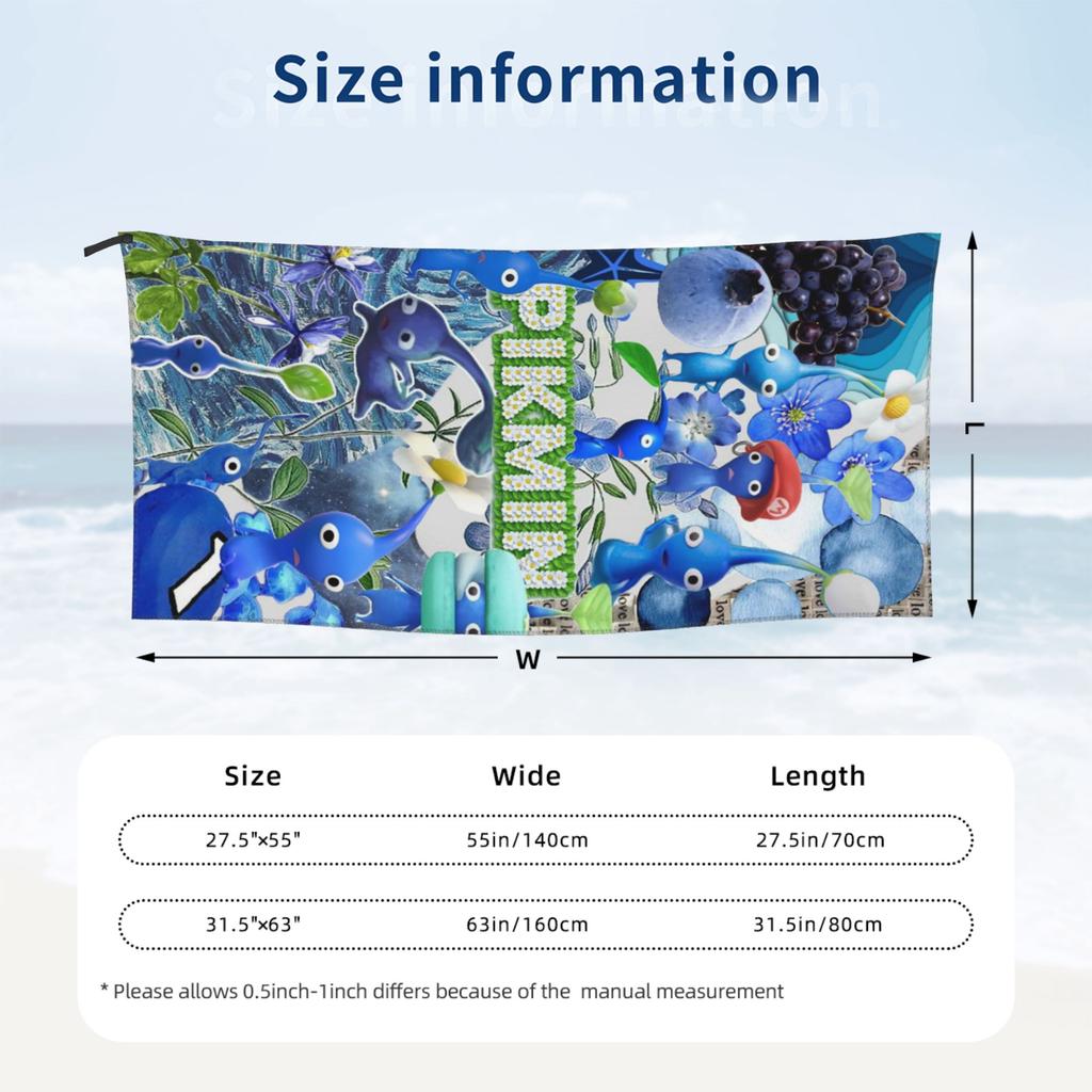 Pikmin Characters Beach Towel Soft Microfiber Quick Dry Absorbent Quick Towels For Mountain Climbing