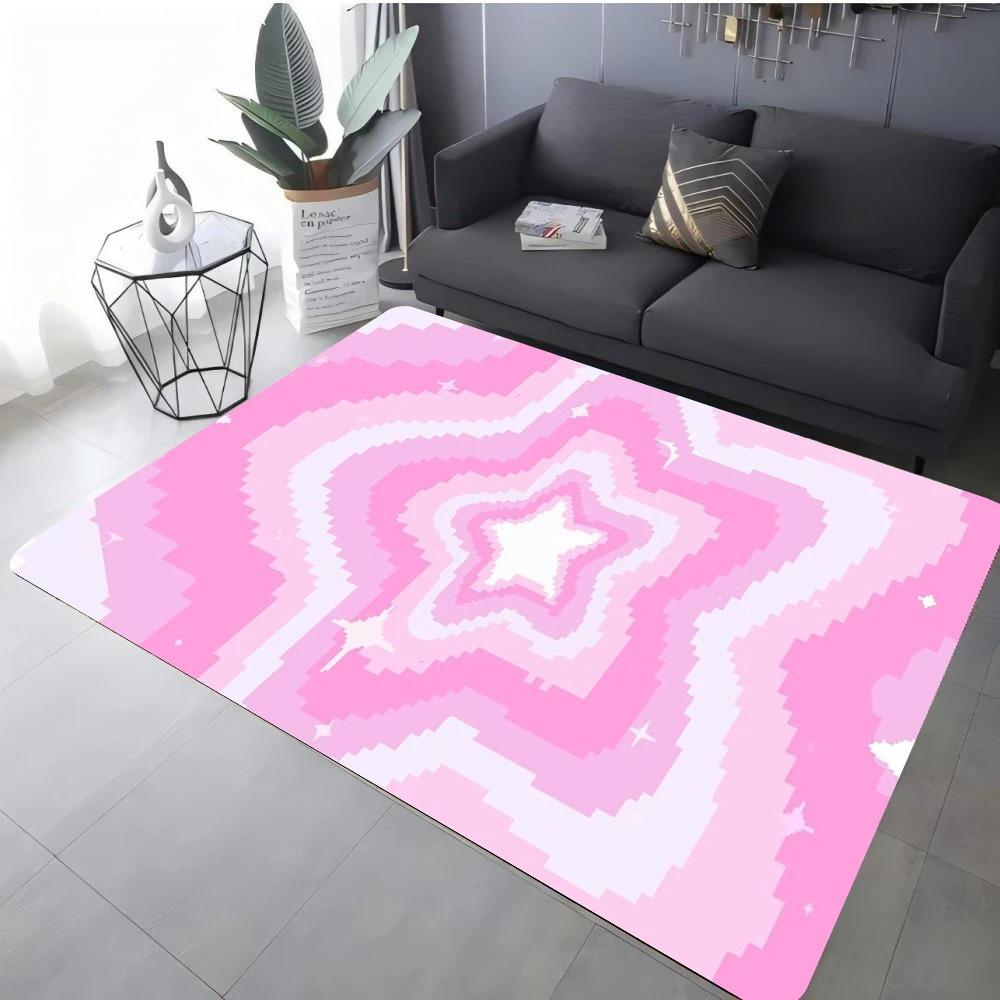 Modern Star Heart Print Rug For Living Room Sofa Bedroom Floor Non-Slip Cozy Home Decor Gift