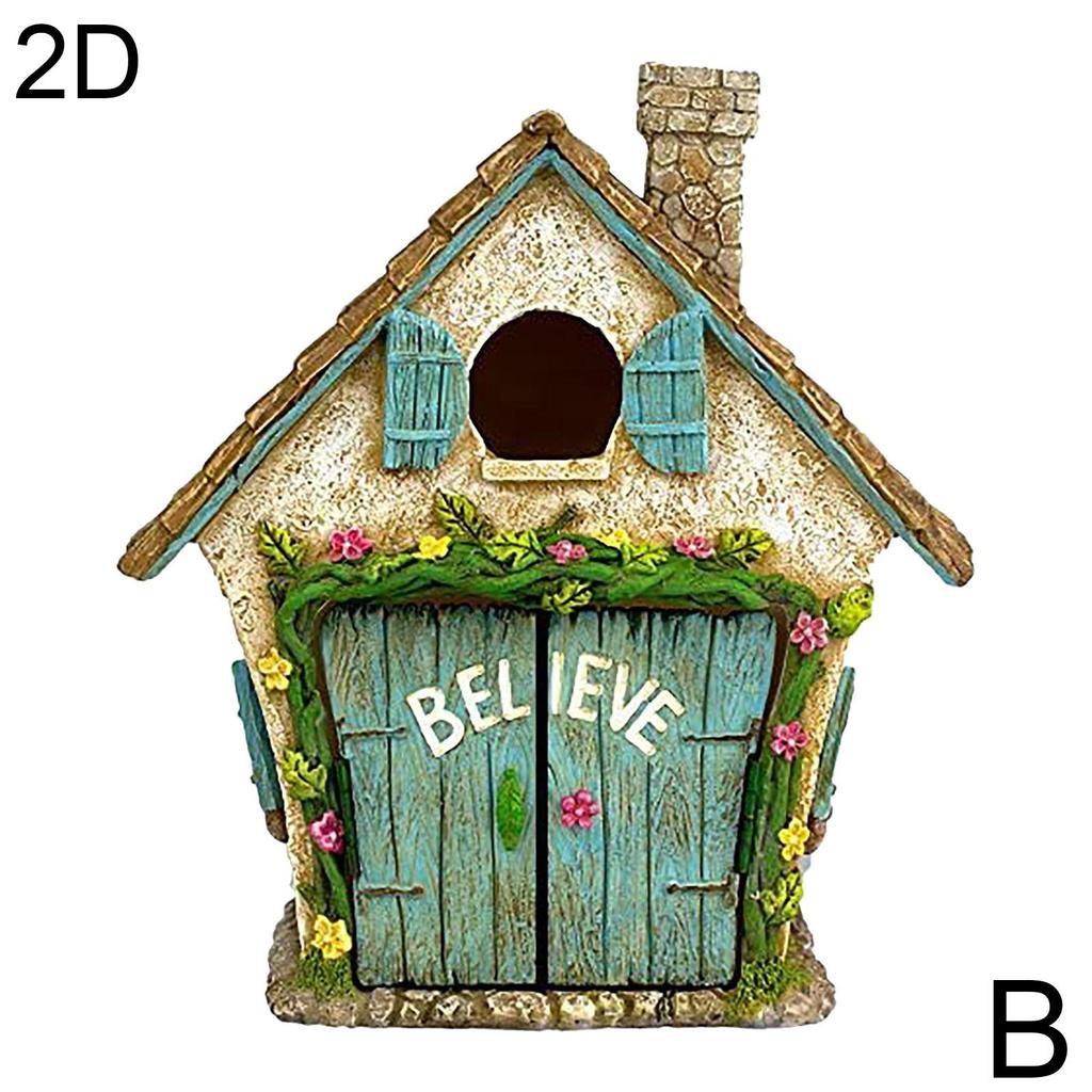 Miniature Fairy Door Figurines Statues for Outdoor Yard Art Garden Tree Decor Accessories With Engraved Design Fairy Garden Door