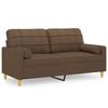 Vidaxl 2-Osobowa Sofa Z Poduszkami, Brązowa, 140 Cm, Tkanina