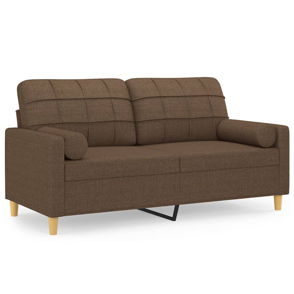 Vidaxl 2-Osobowa Sofa Z Poduszkami, Brązowa, 140 Cm, Tkanina