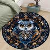 Owl and Floral Pattern Round Carpet Chair Mat - Non-Slip, Polyester, Crystal Velvet Texture, Home Decor Rug for Bedroom, Living Room