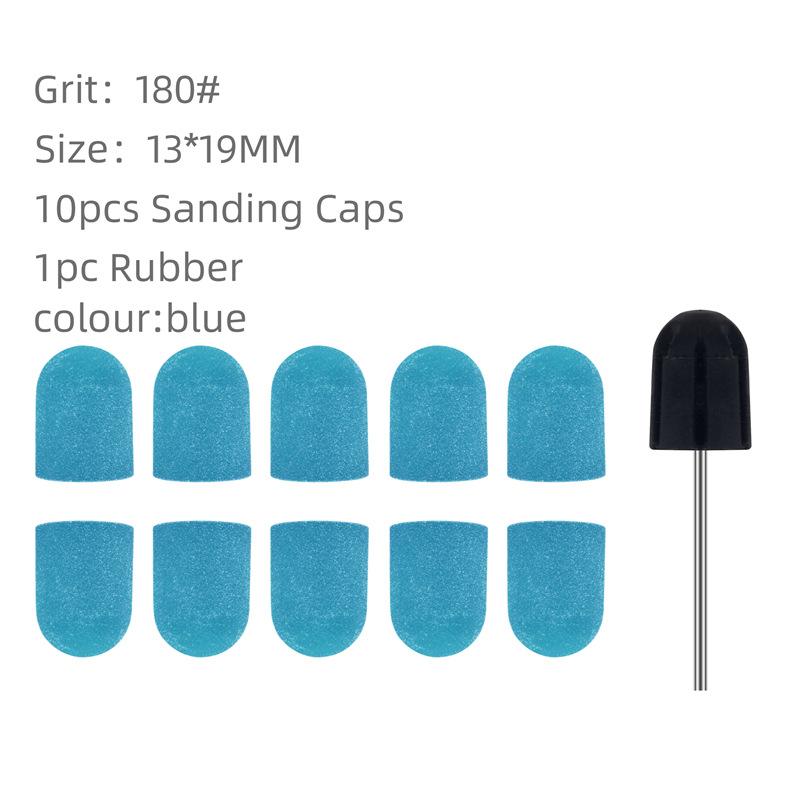 Candy Color Nail Art Sand Cap Nail Polishing Head Sand Ring Electric Nail Drill Machine Accessory Cuticle Dead Skin Removal Manicure Tool with Rubber