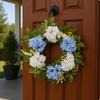 Artificial Flower Wreath Blue and White Floral Layered Leaves Door Hanger for Home, Window,