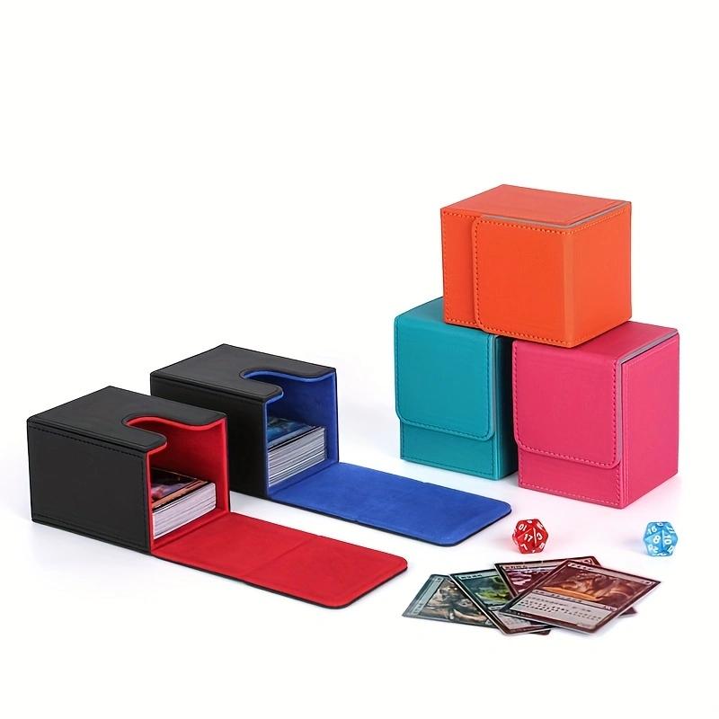 Card Deck Box,Card Storage Box holds 100+ Single Sleeved Cards, PU Leather Magnetic Closure for Magic cards TCG cards