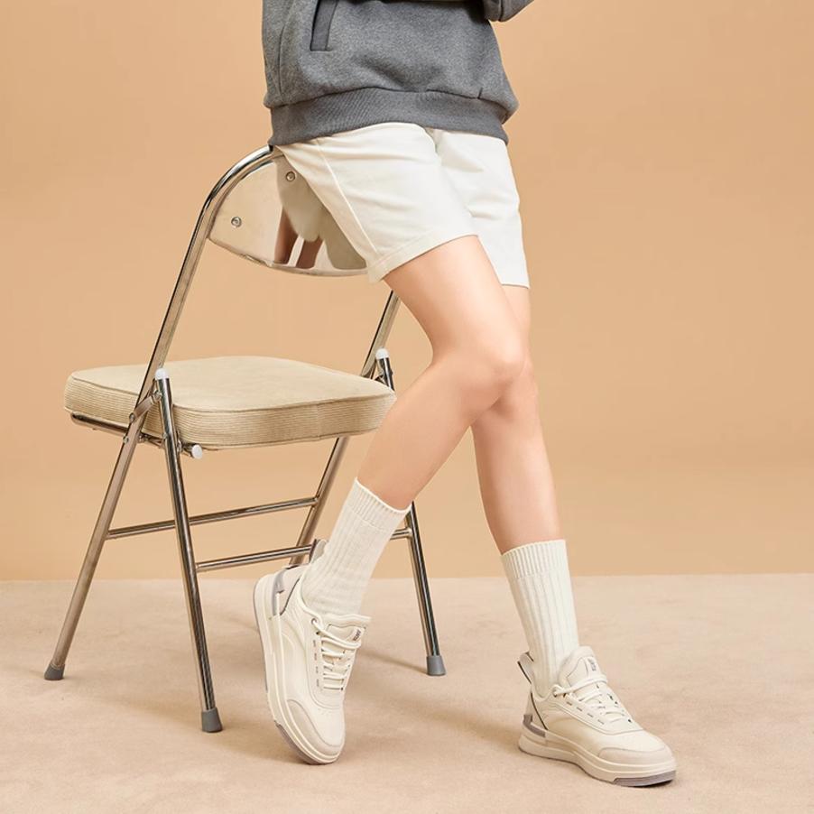 Anta Fabric Synthetic Leather Stylish Versatile Non-Slip Shock Absorbing Wear-Resistant Low-Top Skate Shoes Women sneaker Gray 922248068-3