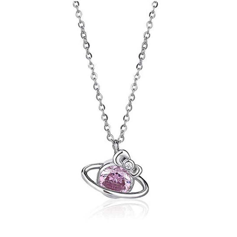 Cartoon Cat Rhinestone Necklace - Fashionable Girly Student Best Friend Chain with Niche Design.
