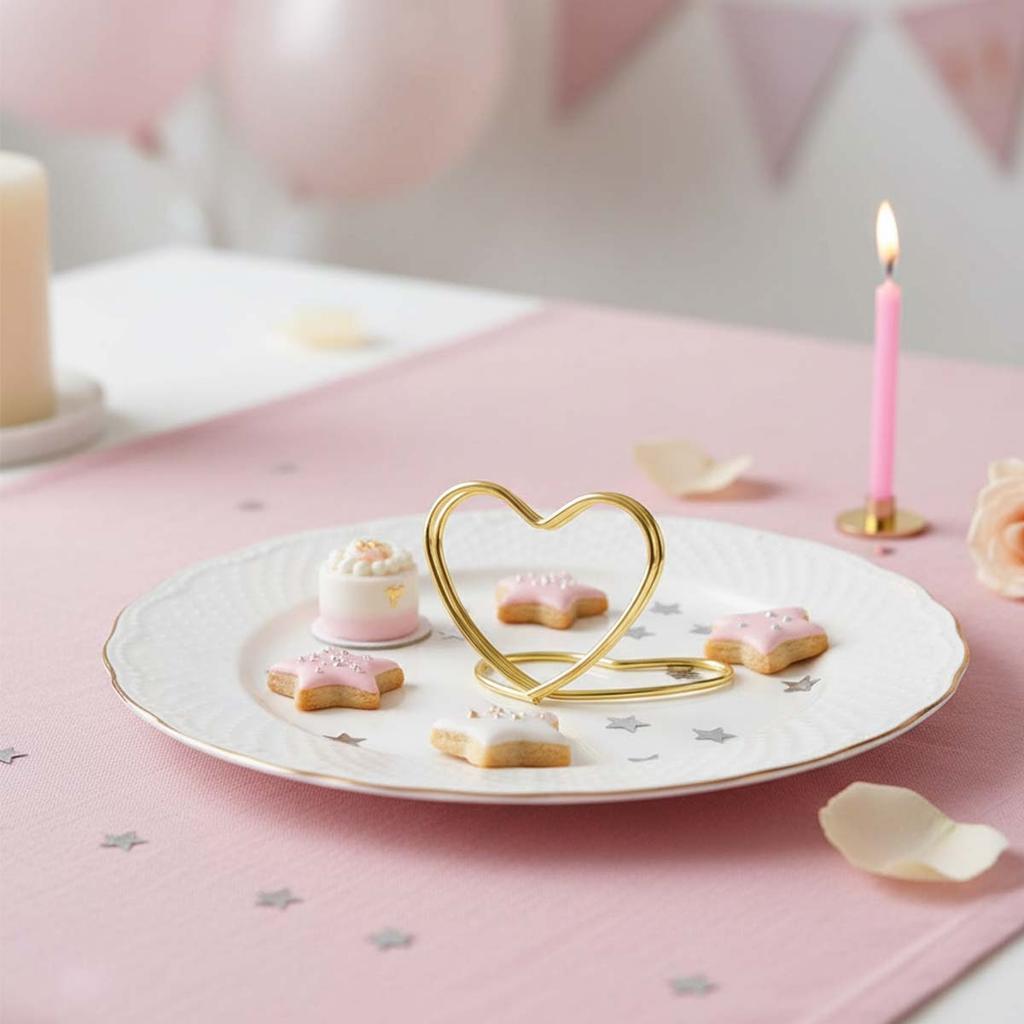 50 PCS Gold Table Number Place Card Holders, Small Heart Shape Card Stand for Wedding Mini Photo Playing Cards Holder Picture Photo Menu Card Clips
