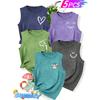 5Matching Sister Outfit Set with Heart and Cat Print, Fashionable Retro Style, Women's Spring and Autumn Casual Sporty Top, Round Neck Tank Top,
